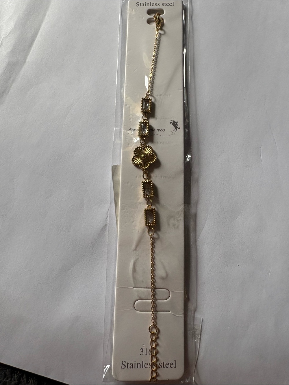 Gold Floral Link Bracelet - Stainless Steel